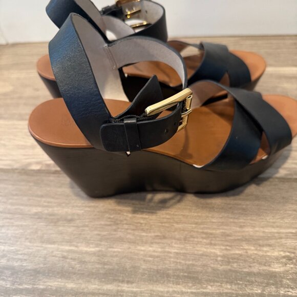 Michael Kors Black leather sandals Peggy size 9 - Picture 3 of 5